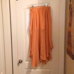 Flowing sheer long slit skirt